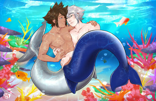 Commission: kingdom hearts - soriku, mermaid au